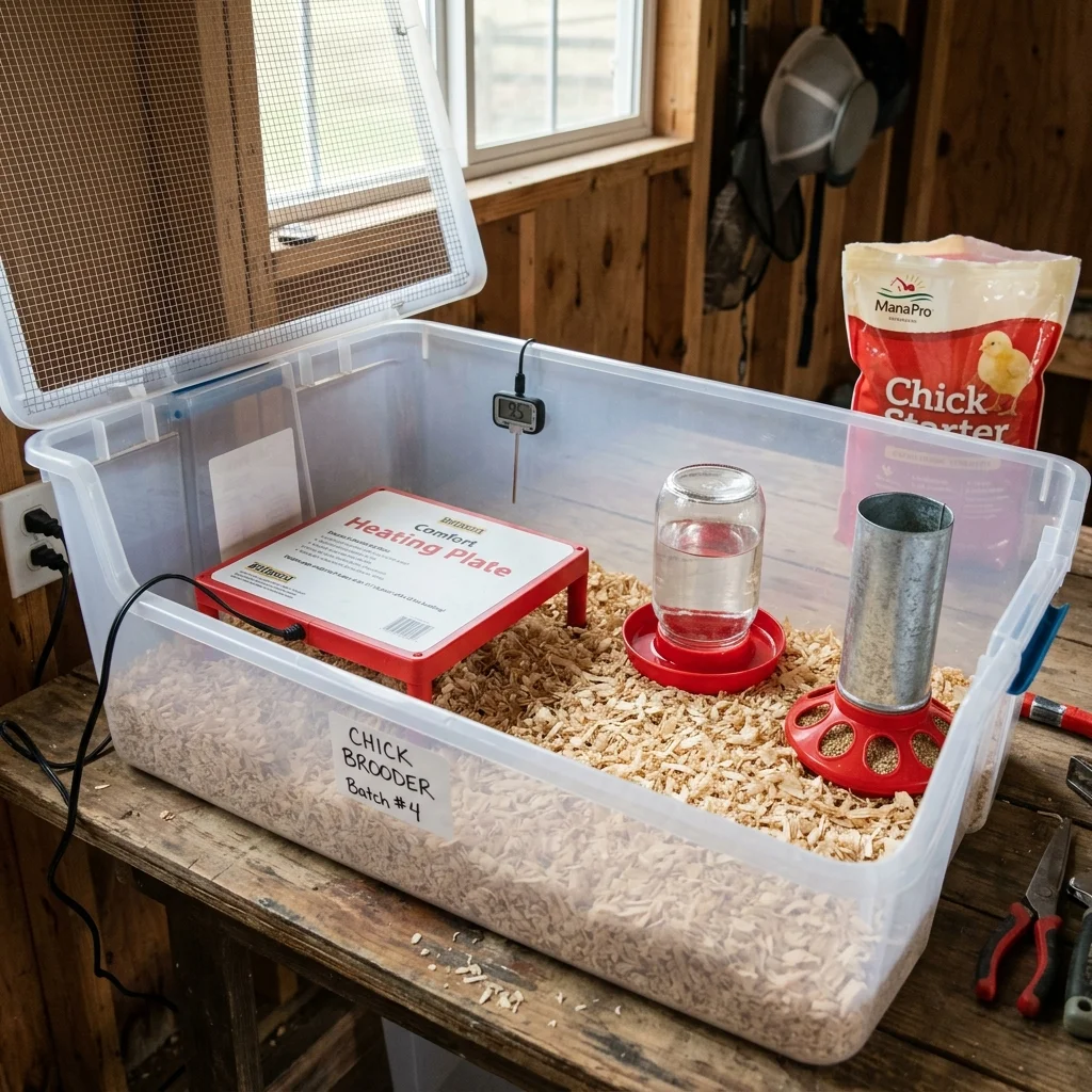 A clean brooder setup prepared before hatch day